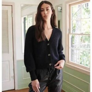 Quince Women’s Baby Alpaca Wool Black V-Neck Cardigan